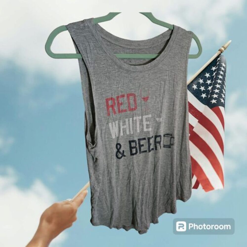 Grayson Threads Size‎ XL Red. White, Beer Tank Gray